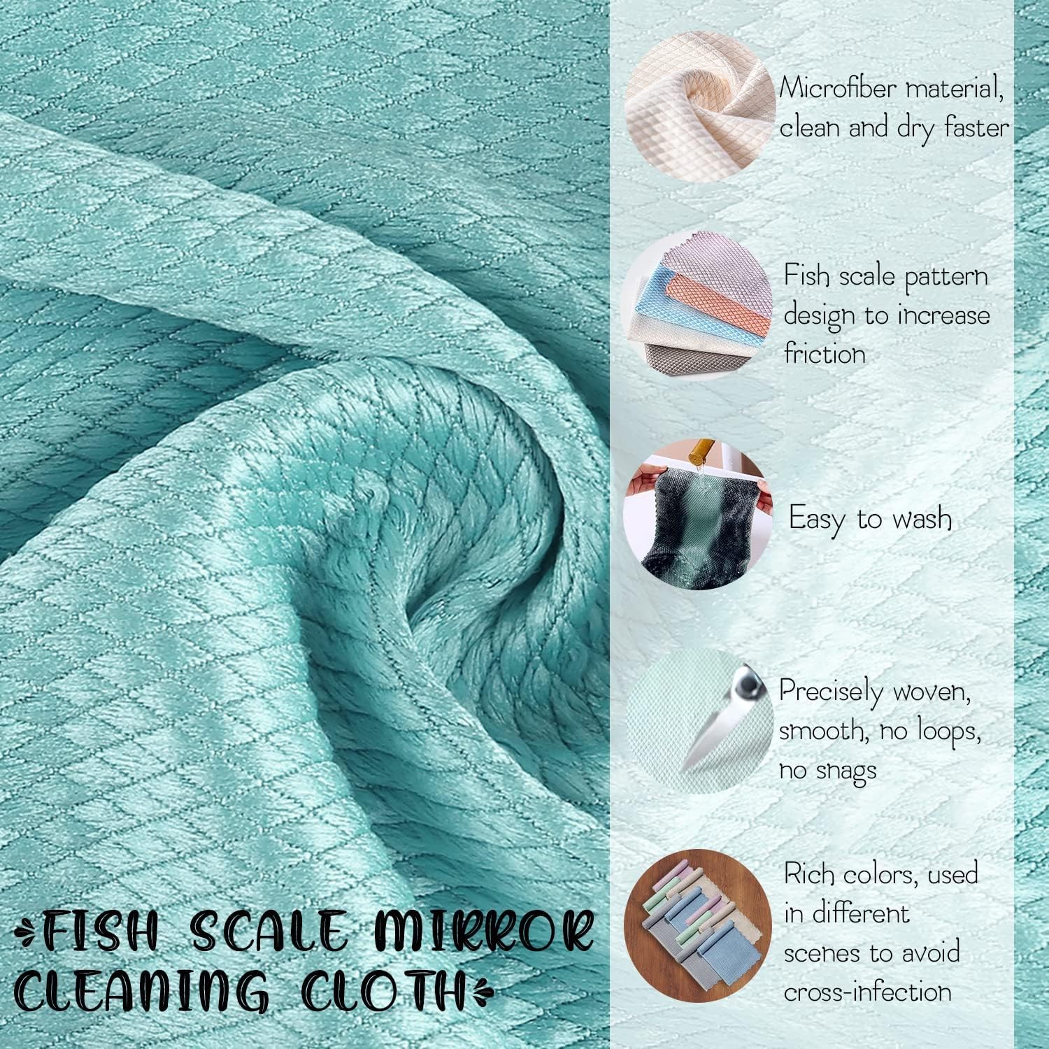 10PCS Fish Scale Microfiber Polishing Cleaning Cloth,Nanoscale Glasses Cleaning - Image 2