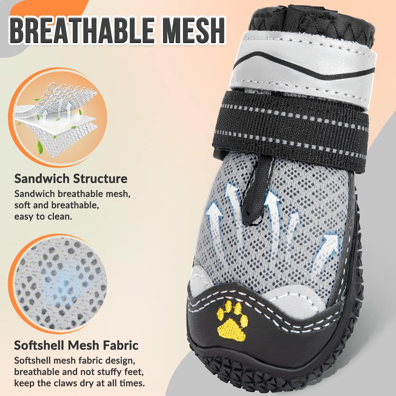 Dog Boots, 2 PCS Outdoor Non-Slip Breathable Waterproof Rubber Soles Paw - Image 3