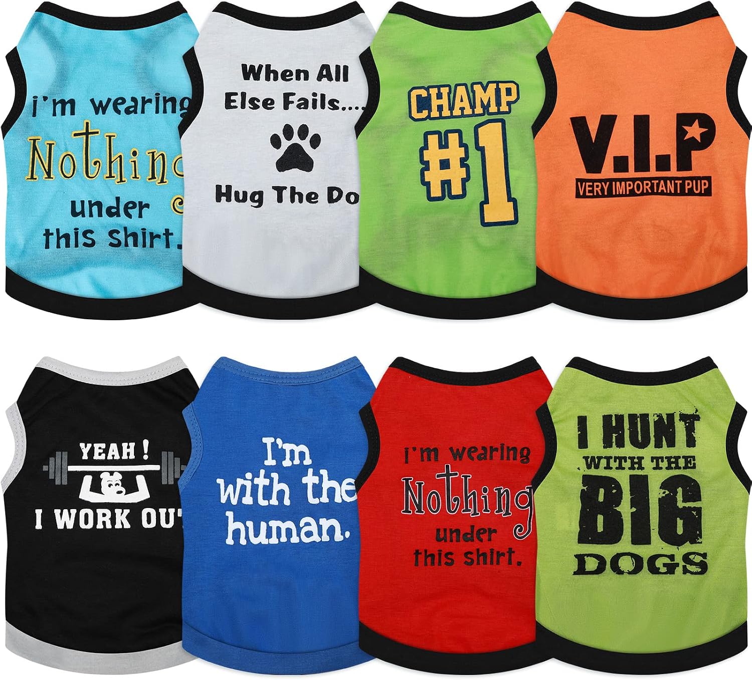 8 Pieces Dog Shirts Boy Funny Printed Puppy Shirts Summer Male Soft Dog Clothes