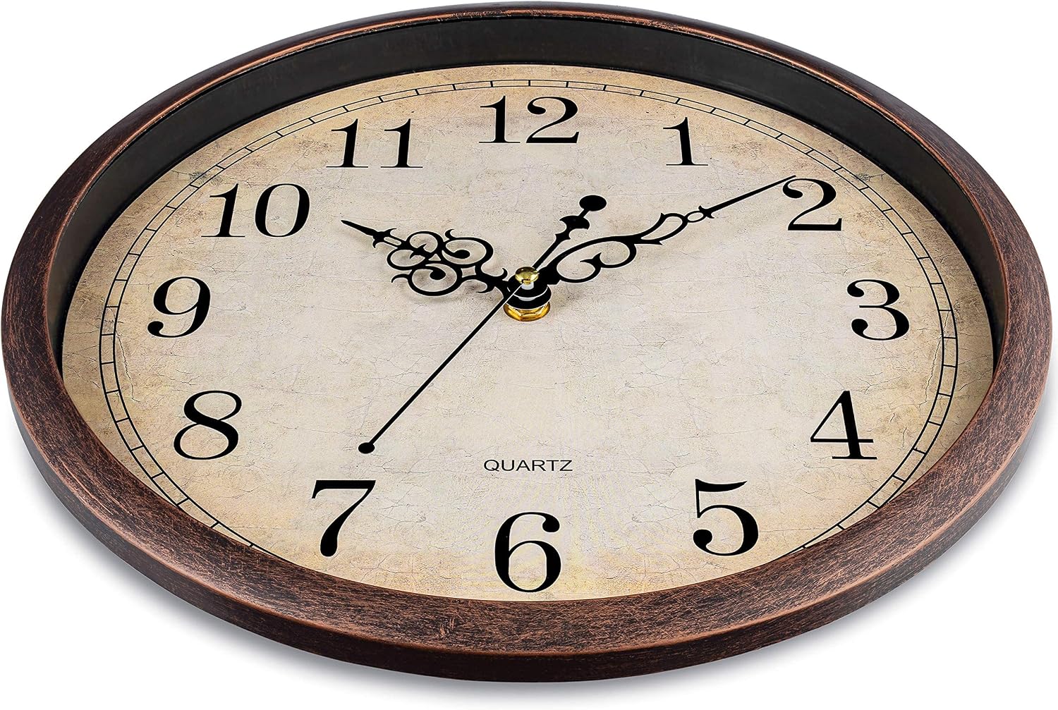 Vintage Brown Wall Clock Silent Non Ticking 12 Inch Quality Quartz Battery - Image 5