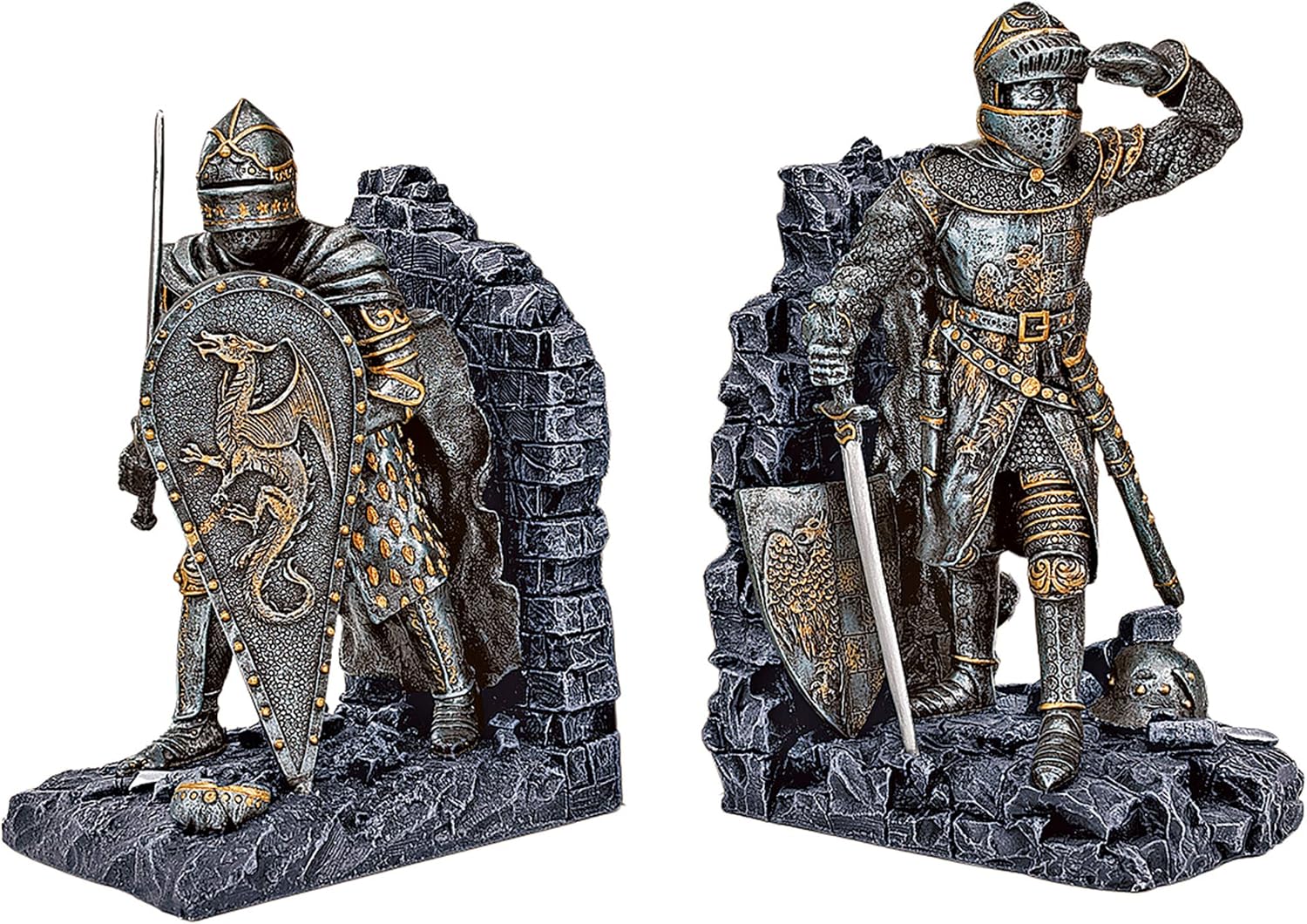 Arthurian Knight Bookend in Two-Tone Metallic (Set of 2)