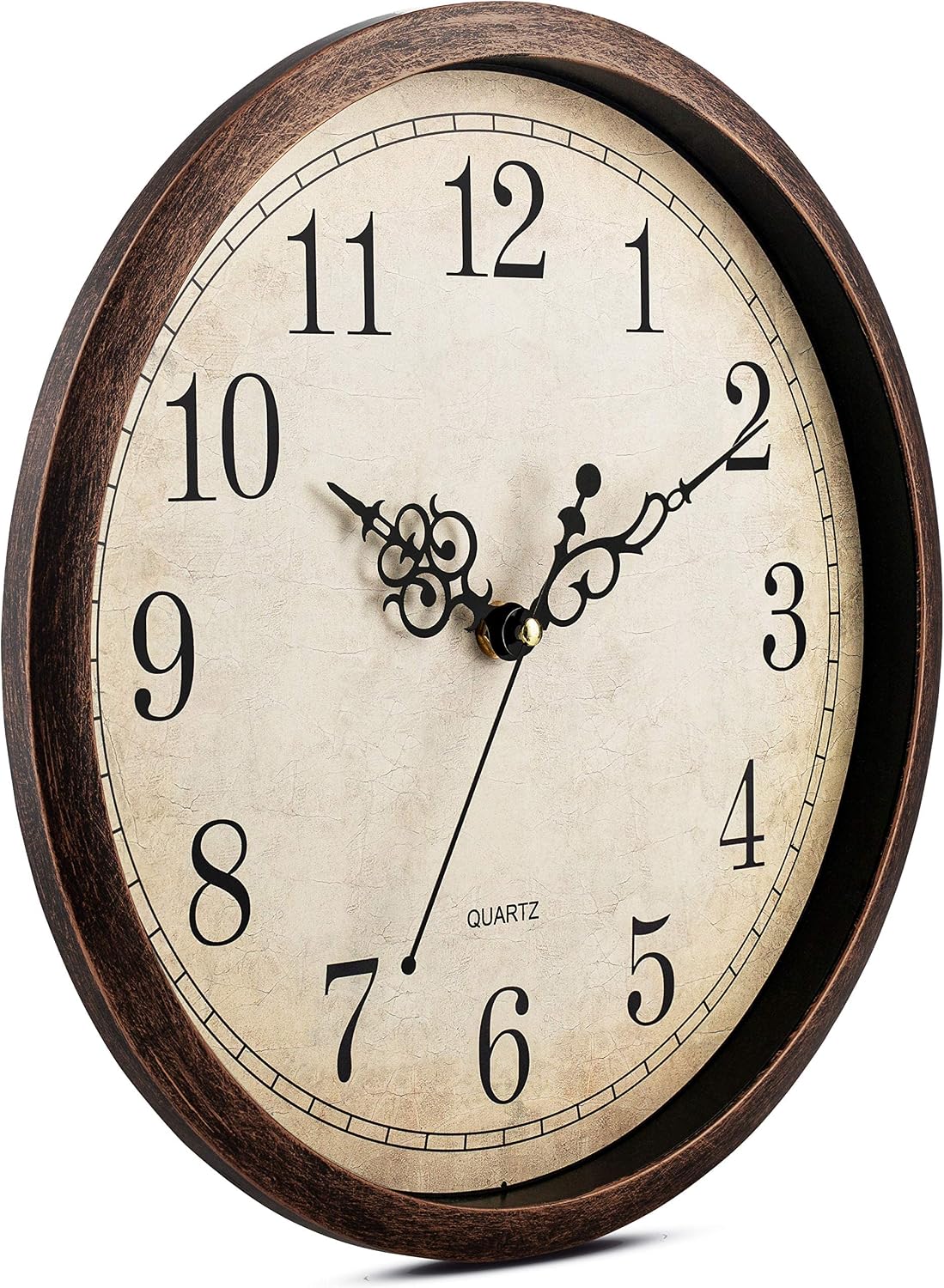 Vintage Brown Wall Clock Silent Non Ticking 12 Inch Quality Quartz Battery - Image 4