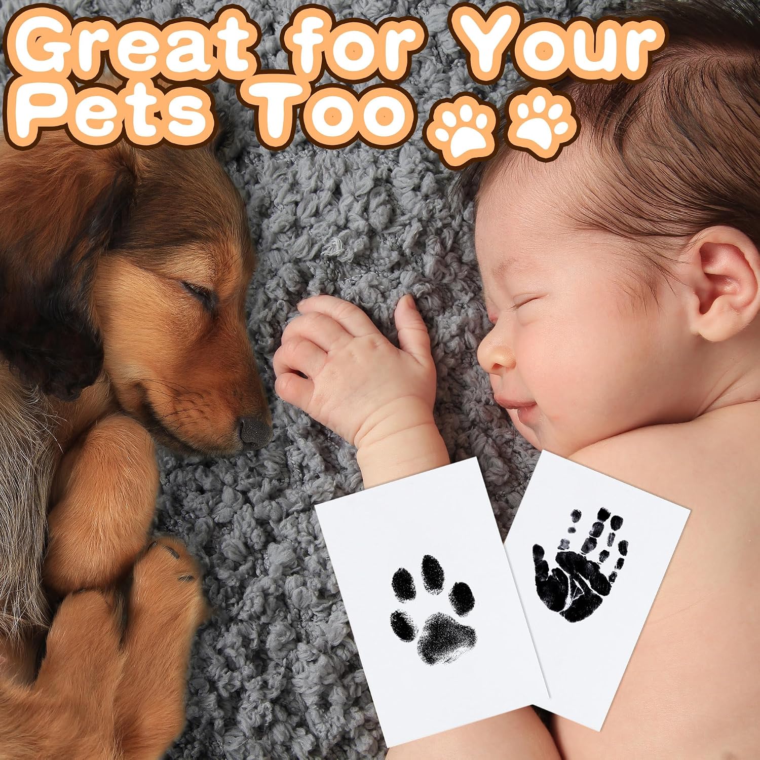 (Black) - Baby Footprint Handprint Pet Paw Print Kit with 4 Ink Pads - Image 2