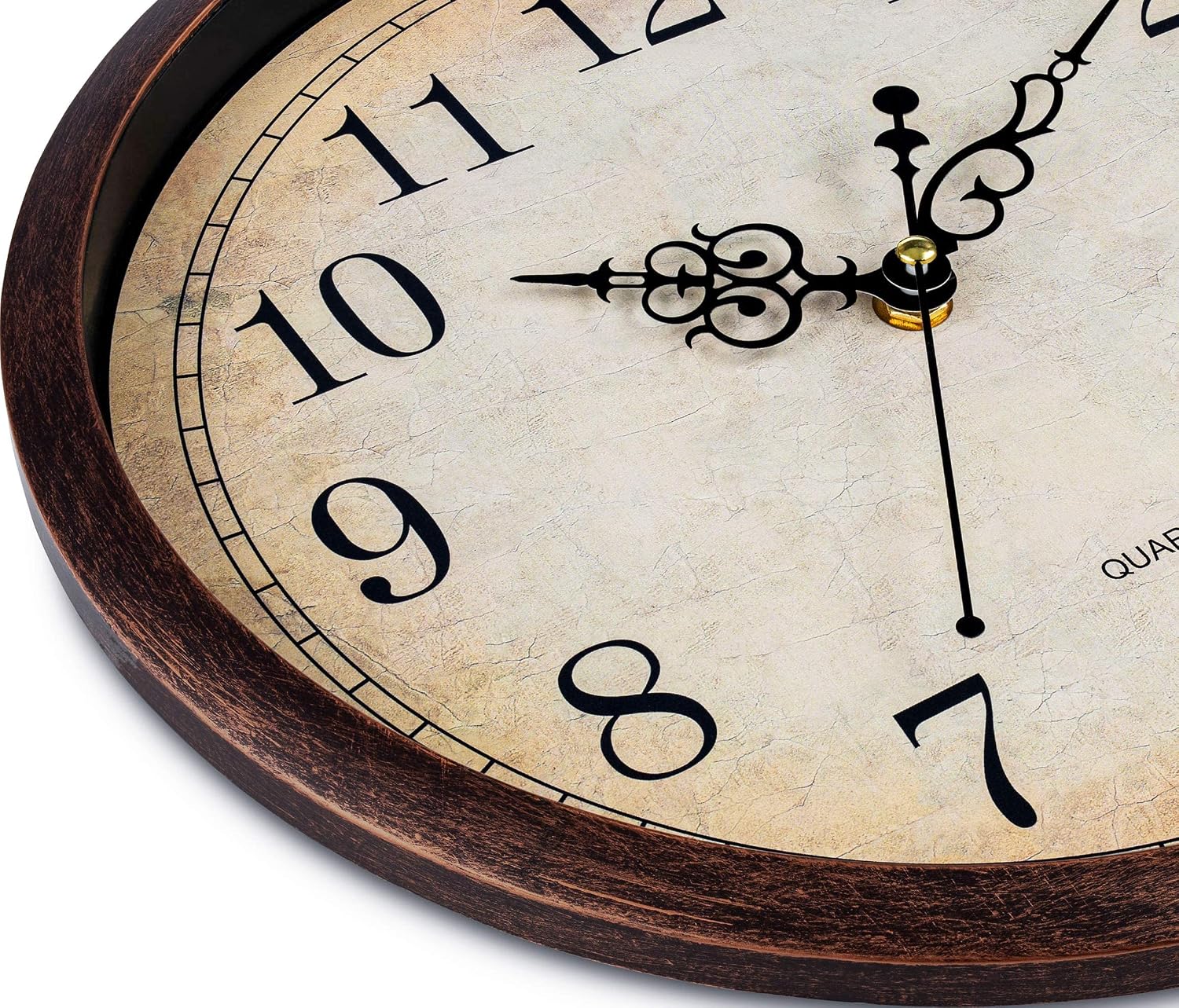 Vintage Brown Wall Clock Silent Non Ticking 12 Inch Quality Quartz Battery - Image 3