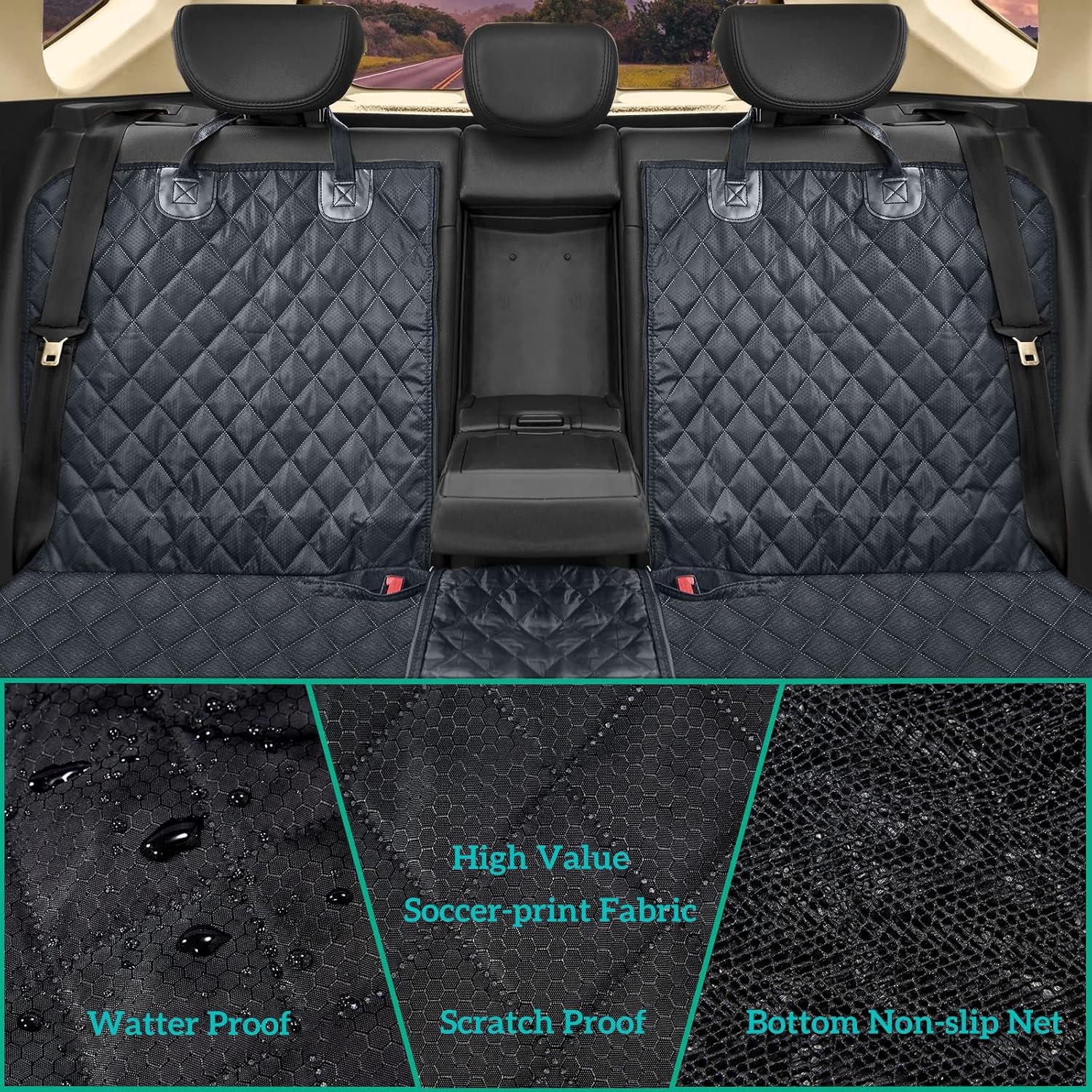 Dog Car Seat Cover for Back Seat Cover for Kids,Non Stick Fur Rear Seat - Image 3