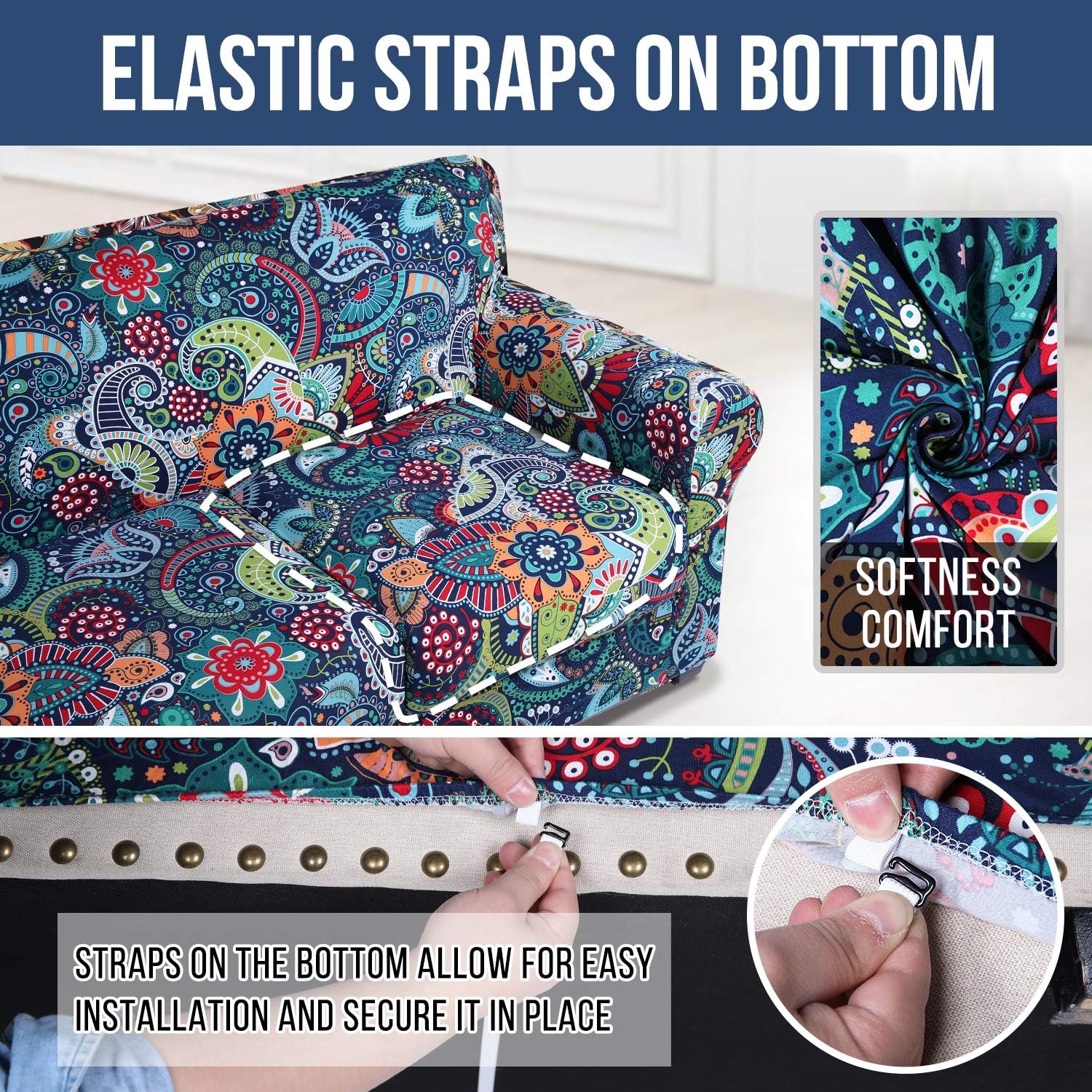Couch Covers, Chair/Sofa Covers, Floral Pattern, Stretch, Printed, 2 Pieces - Image 5