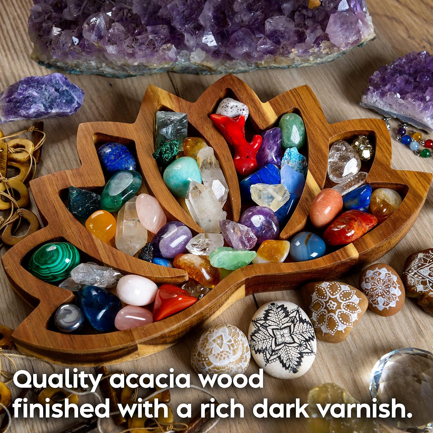 Lotus Crystal Tray for Stones - Display Your Crystals & Healing Stones - Crystal - Image 7